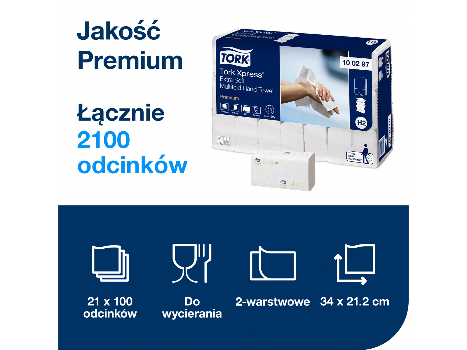 Ręcznik papierowy składany 4-panelowy – Tork 100297 Xpress H2